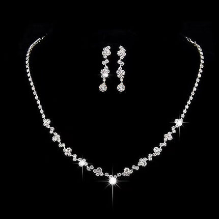 Exquisite Claw Chain Necklace Earring Bracelet Set Three Piece Full Diamond Clavicle Chain Evening