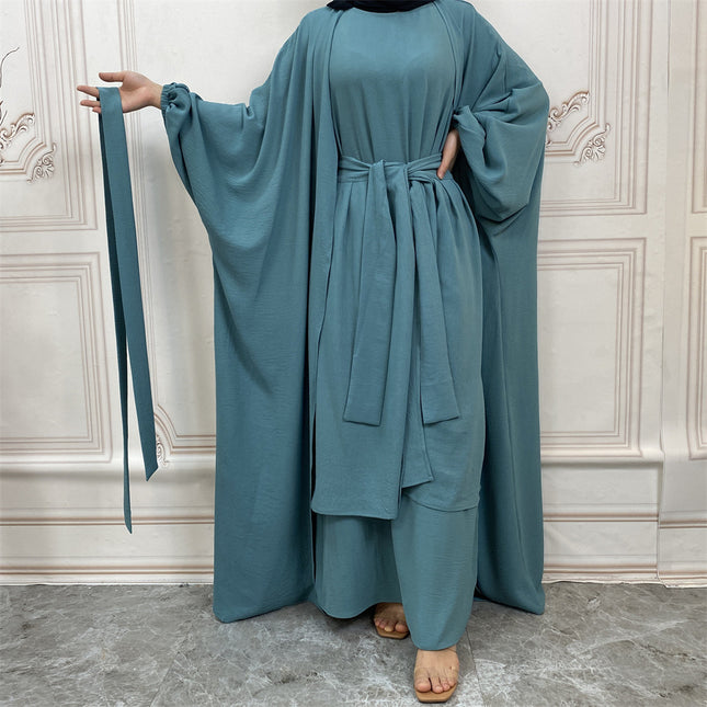 Wholesale Women's Solid Color Fashion Robe Three-Piece Set
