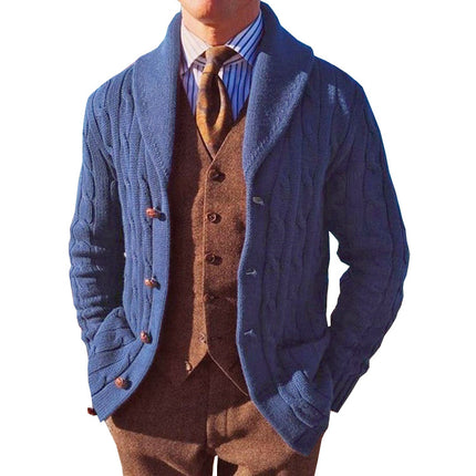 Wholesale Men's Fall Winter Long Sleeve Lapel Button Cardigan Sweater Jacket