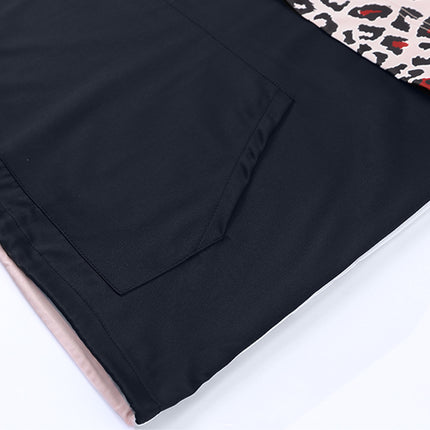 Wholesale Women's Paneled Leopard Print Half Cardigan Long Sleeve Hoodie