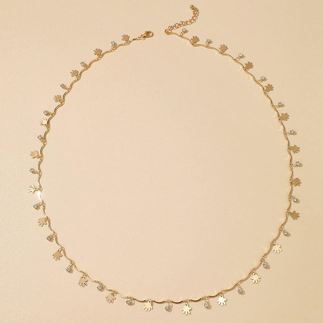 Palm Rhinestone Geometric Disc Tassel Single Layer Waist Chain