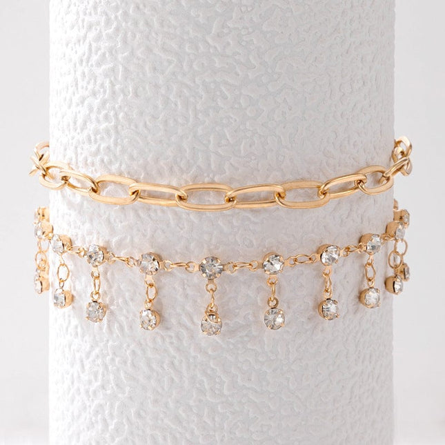 Tassel Double Layer Anklet Geometric Chain Layer Anklet