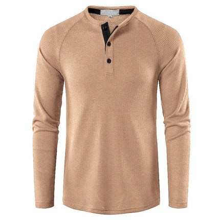Wholesale Men's Autumn Winter Casual Waffle Long Sleeve T-Shirt