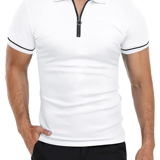 Sommer-Herren-Poloshirt, dünnes Kurzarm-Revers, einfarbig