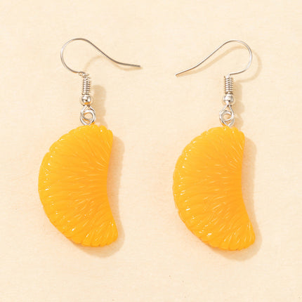 Cute Orange Cookies Cartoon Fruit Food Fun Leaf Buns Burger Earrings