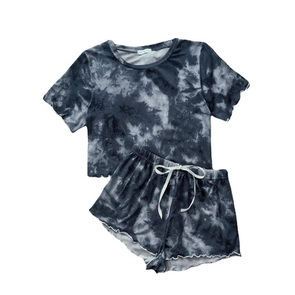Kurzärmliges Loungewear-Sommer-Tie-Dye-Pyjama-Set
