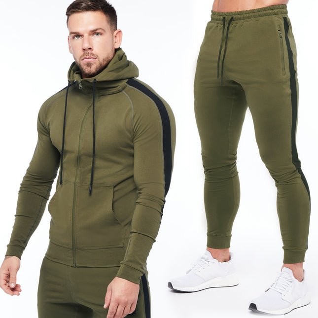 Wholesale Men's Fall Winter Slim Pullover Hoodies Joggers Two-piece Set