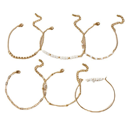 Wholesale Fashion Metal White Beaded Six Layer Bracelet