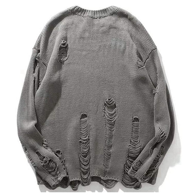 Suéter de manga larga con agujeros rasgados de prendas de punto de otoño/invierno para hombre