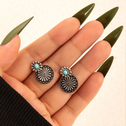 Color Embellished Round Stud Earrings