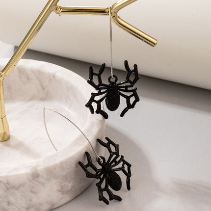 Halloween Black Spider Horror Animal Fun Earrings
