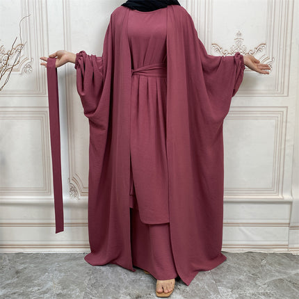 Wholesale Women's Solid Color Fashion Robe Three-Piece Set