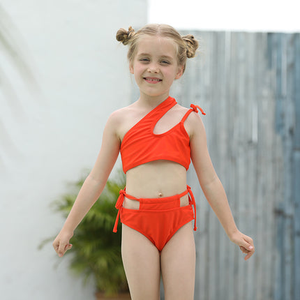 Wholesale Kids Split Bikini Solid Color Swimsuit