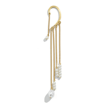 Pendientes al por mayor del diseño del metal del gancho de la cadena de la borla de la perla