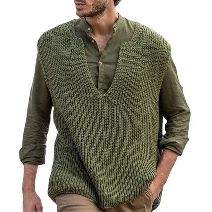Men's Fall Winter Sleeveless Knitwear Loose Plus Size Vest