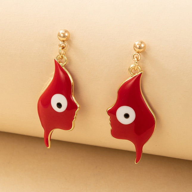 Red Oil Drip Face Earring
