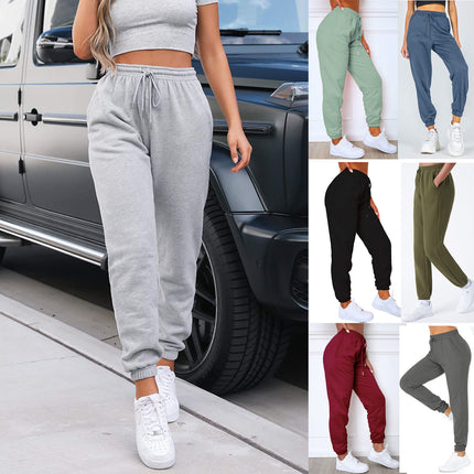Wholesale Women's Casual Sports Tie Rope Cotton Loose Pocket Jogger