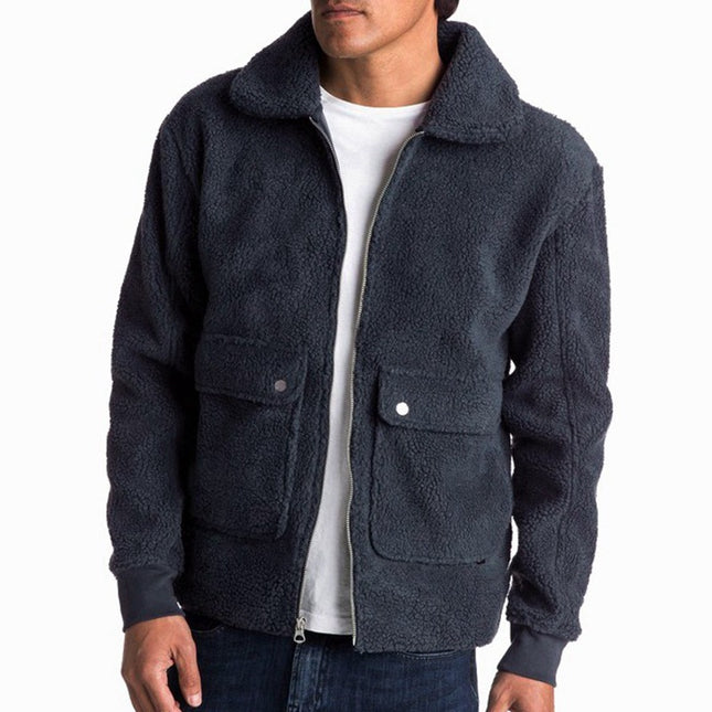Wholesale Men's Fall Winter Lapel Thick Plush Coat Sherpa Fleece Jacket