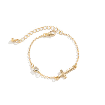 Großhandel Nachahmung Perlenkette Armband Einfache Metall Kreuz Schmuck