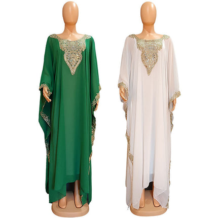 Wholesale Muslim African Ladies Plus Size Dress Embroidery Lace Robe Two Piece Set