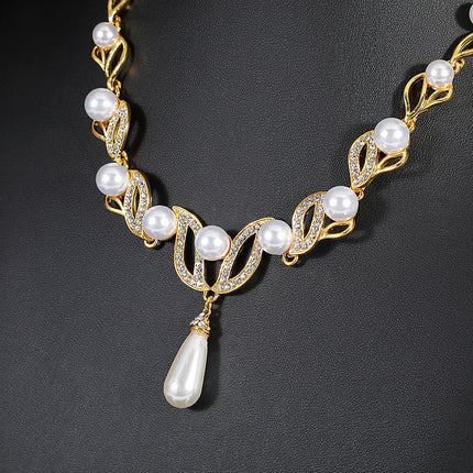 Perlenkette Ohrringe Set Mode Legierung Tropfenform Brautschmuck Zubehör