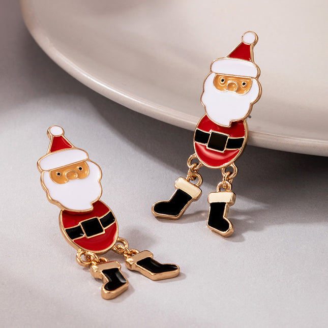 Christmas Santa's Oil Drop Earrings Irregular Chain Cartoon Earrings