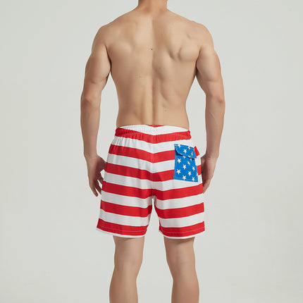 Wholesale Men's Casual Beach Shorts American Flag Swimming Trunks
