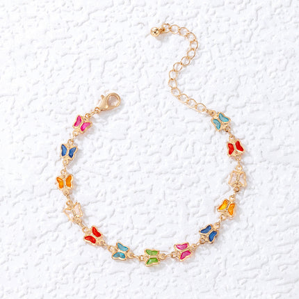 Colorful Rhinestone Butterfly Candy Color Animal Single Layer Bracelet
