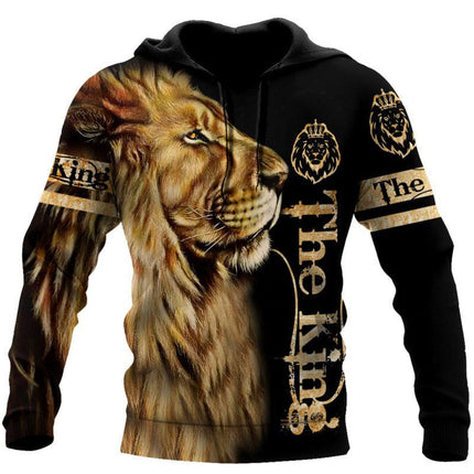 Wholesale Men's Spring Autumn Lion Tiger Print Hooded Hoodies Joggers Set