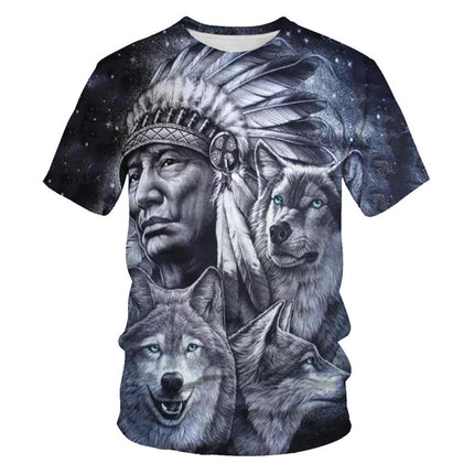 Sommer Herren Fox Wolf 3D Digitaldruck T-Shirt mit kurzen Ärmeln