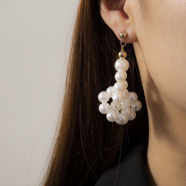 Großhandelsfaux-Perlen-Tropfen-Ohrringe wickeln wulstige Bolzen-Ohrringe ein
