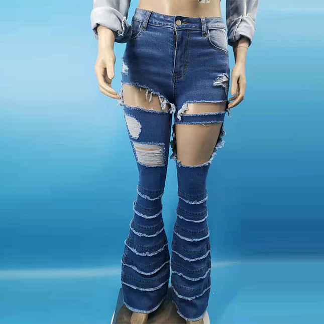 Wholesale Women's Stretch High Waisted Fashion Bootcut Jeans