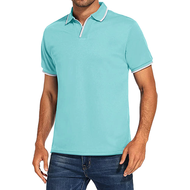 Lässiges, einfarbiges Sport-Poloshirt mit kurzen Ärmeln für Herren
