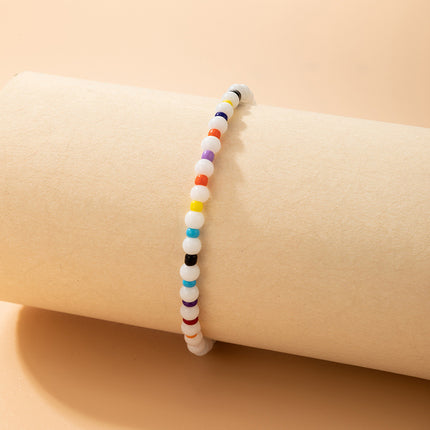 Wholesale Fashion Boho Colorful Rice Bead Single Layer Resin Bracelet