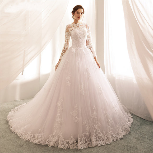 Wholesale Fashion Retro Trailing Puffy Bridal Wedding Dress