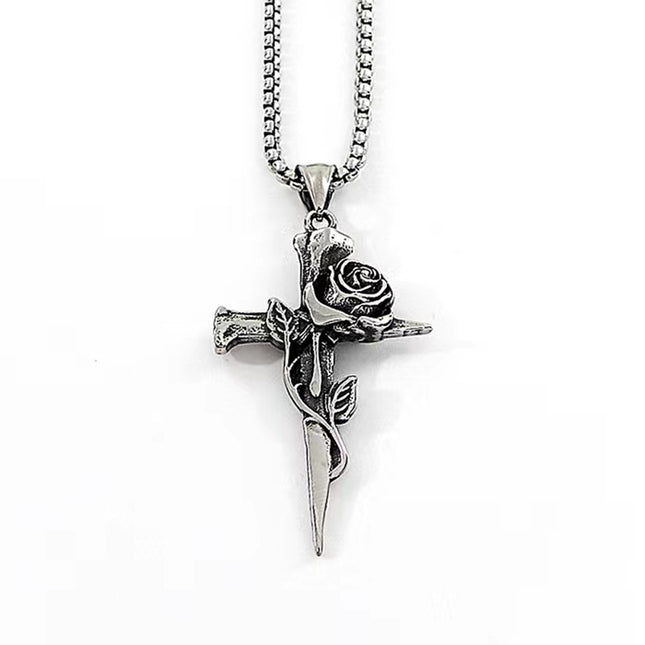 Wholesale Rose Cross Necklace Couple Sweater Chain
