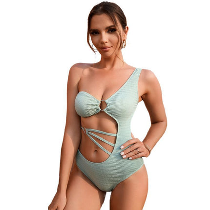 Women Sexy One Shoulder One Piece Swimsuit