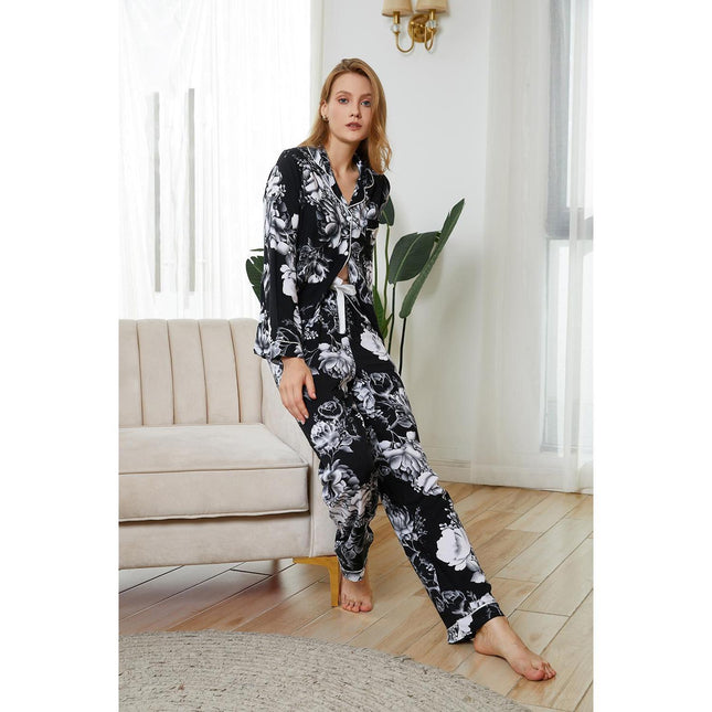 Conjunto de ropa de casa con pantalones de manga larga y pijama para mujer