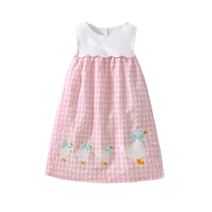 Vestido de verano para niñas, sin mangas, bonito vestido de princesa de algodón para niños
