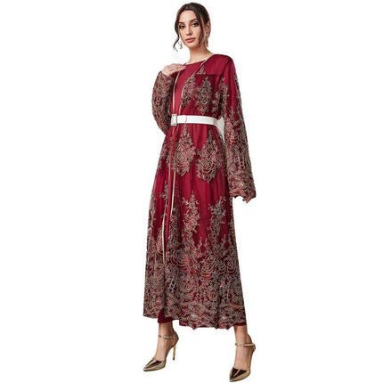Wholesale Fall Dubai Arabian Women's Moroccan Mesh Dress Set