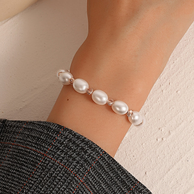 Pulsera tejida a mano de perlas simples de moda al por mayor