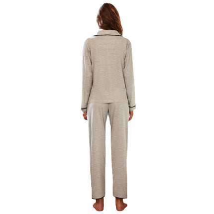 Damen Loungewear Cardigan Langarm-Pyjama-Set