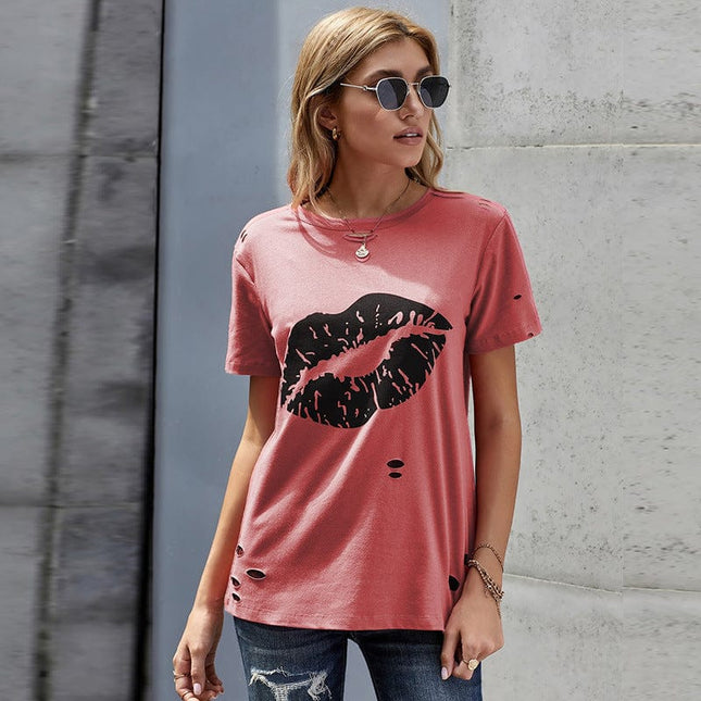 Tops de camiseta con estampado geométrico de verano para mujer