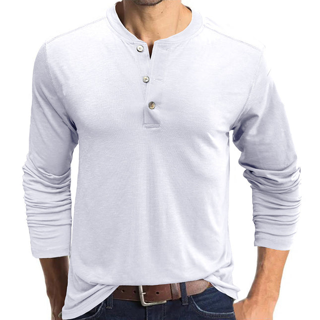 Wholesale Men's Fall Winter Casual Three Button Long Sleeve T-Shirt