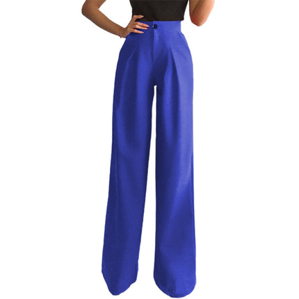 Pantalones rectos casuales de color sólido para mujer