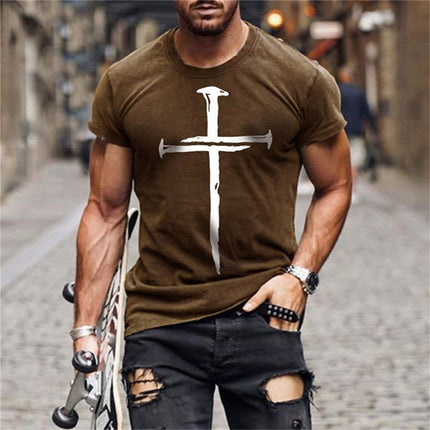 Sommer Herren Cross 3D Digitaldruck Kurzarm T-Shirt