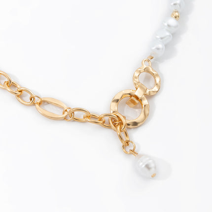 Collar con colgante de perlas en forma de collar de cadena con hebilla de metal