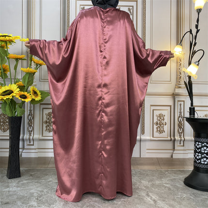 Vestido De Traje Islámico De Cuello Redondo De Satén Brillante Al Por Mayor