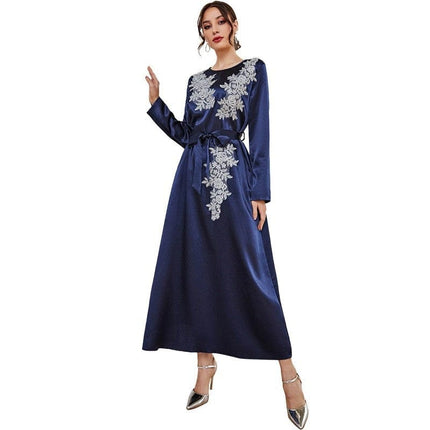 Wholesale Women's Autumn Winter Long Sleeve Embroidered Long Dress