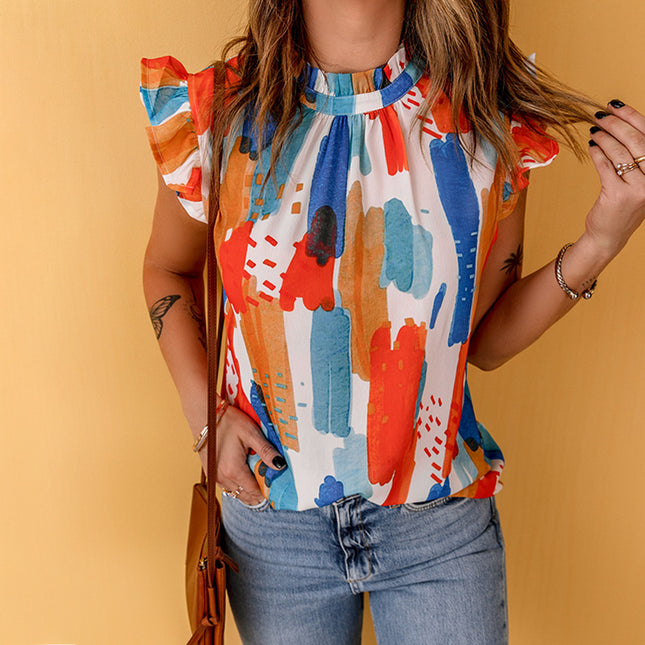 Wholesale Women's Casual Sleeveless Sleeveless Shirt Print Top